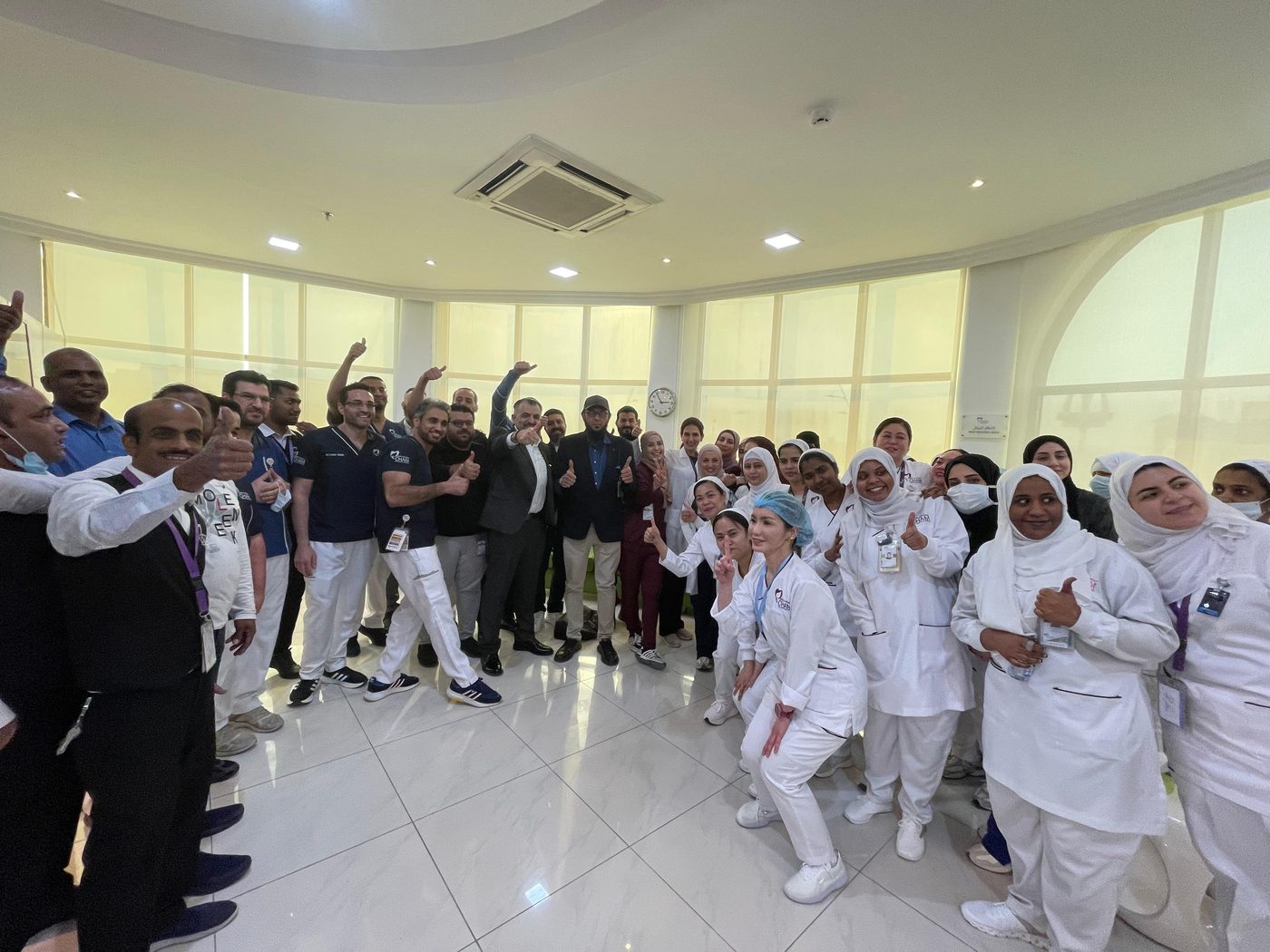 Team celebrating an accreditation success together